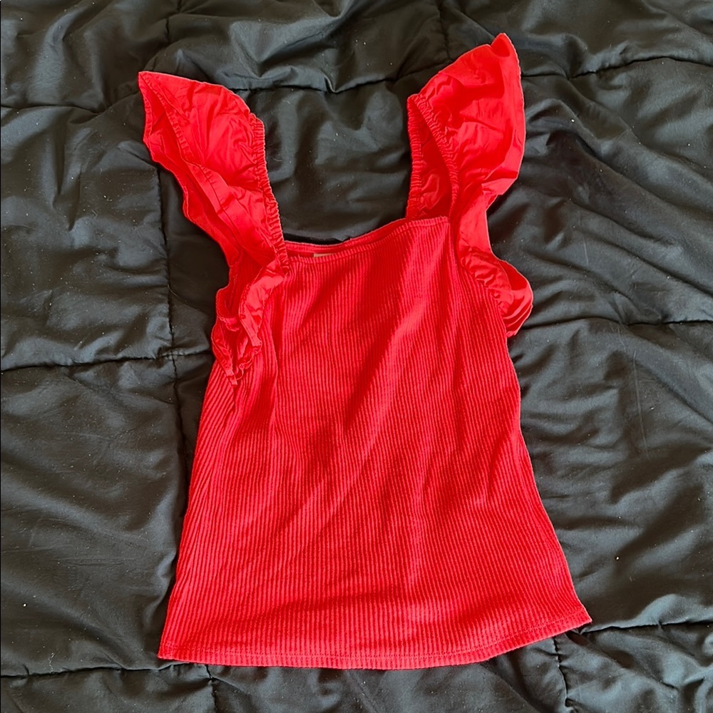 Red Ruffled Women's Top
